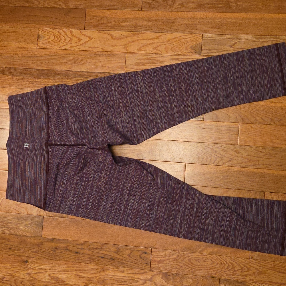 Lululemon Wunder Under High Rise 21" Inseam Leggings Size 6 Pink Purple Striped - Picture 9 of 9